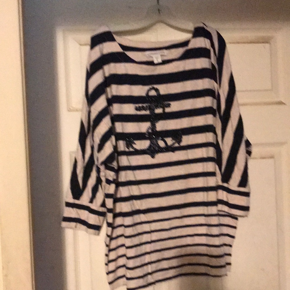 Cold water Creek Beaded Anchor Shirt